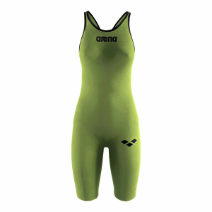 Arena Carbon Pro Open Back Short Leg Suit - Acid Green FRONT