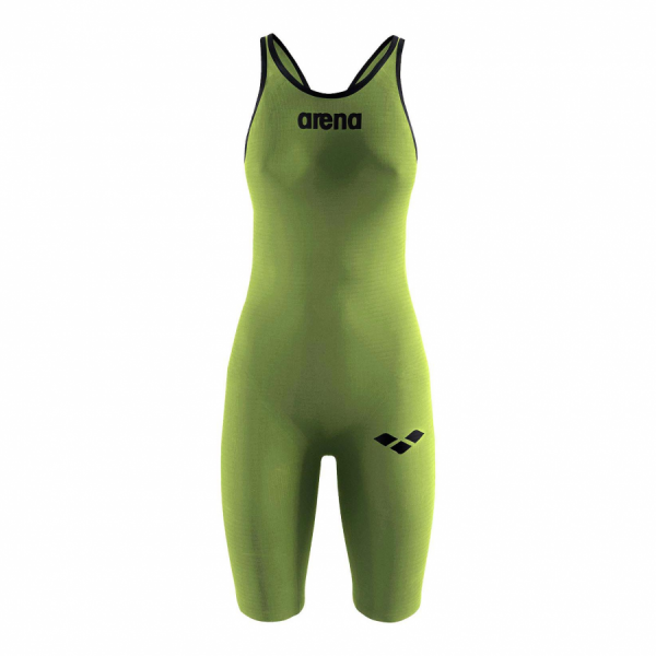 Arena Carbon Pro Open Back Short Leg Suit - Acid Green FRONT