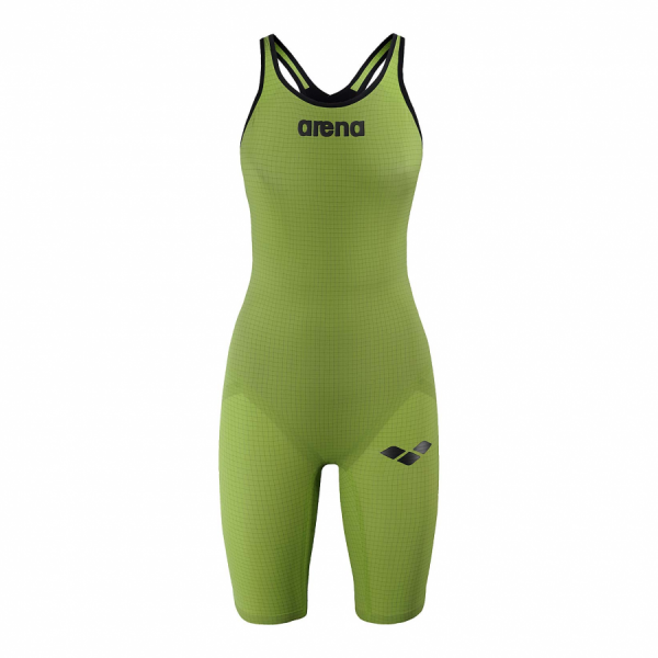 Arena Carbon Pro Closed Back Short Leg Suit - Acid Green FRONT