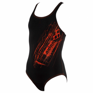 Arena Girls Swimsuit - Drawy Black