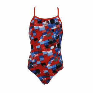 Arena Mahogany Girls Mulitcoloured Swimsuit (Red) Front