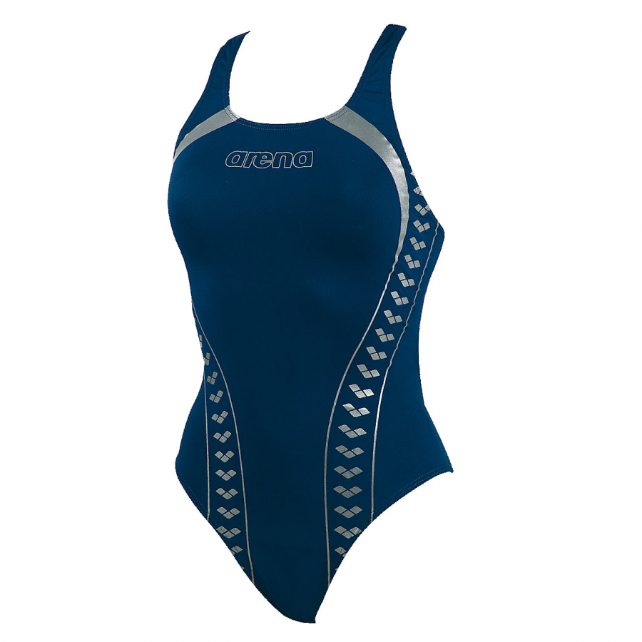 Arena Swimwear Ladies Mazolet High Leg (Navy / Metallic Grey)