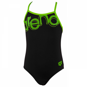 Arena Moxito Junior Swimsuit - Black / Green Front