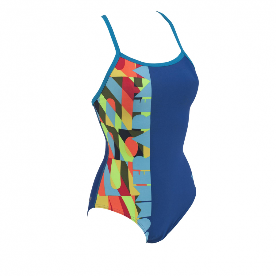 Arena ladies Summer one piece blue and turquoise swim suit with multi ...