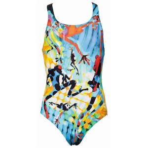 Arena Brasil Girls Green Orange Swimsuit