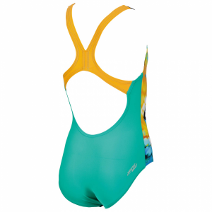 Arena Brasil Girls Swimsuit - Green / Orange