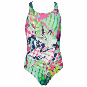 Arena Brasil Pink Green Girls Swimsuit