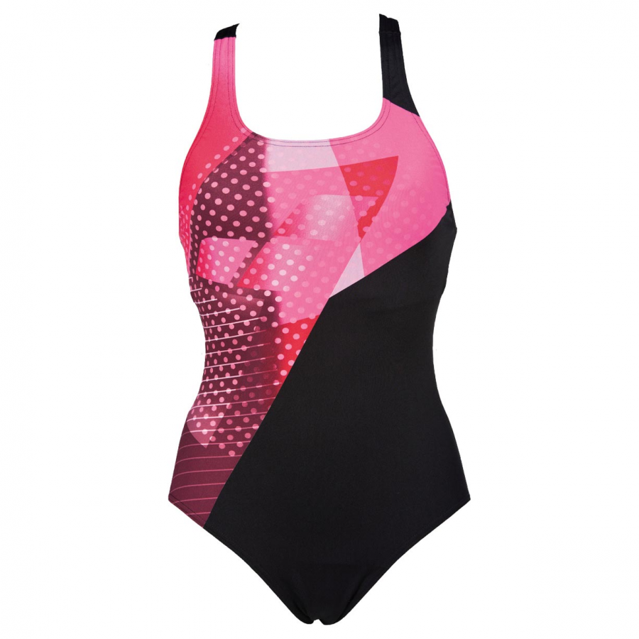 black and pink one piece swimsuit