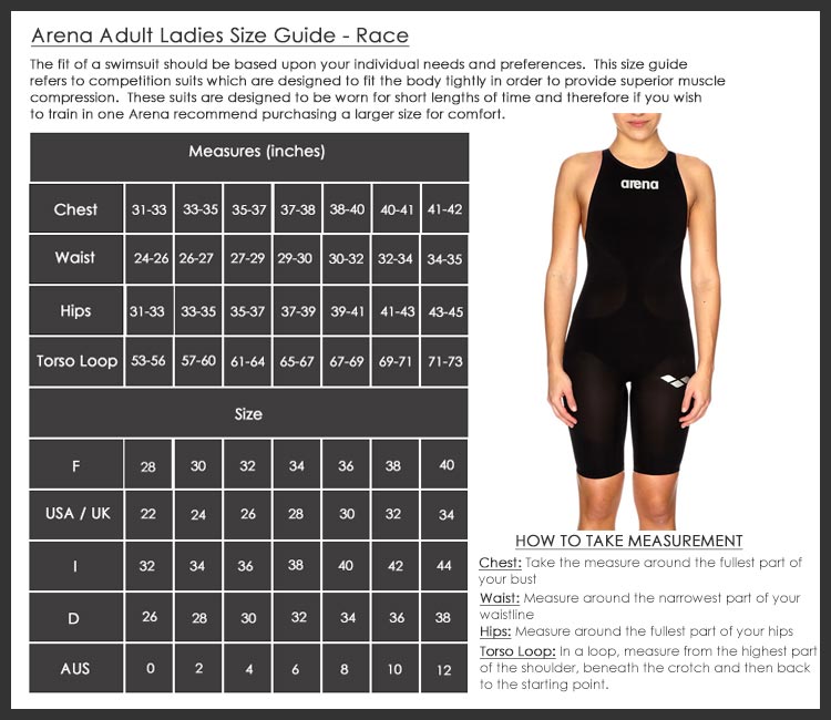 Sizing Charts - Arena Swimwear