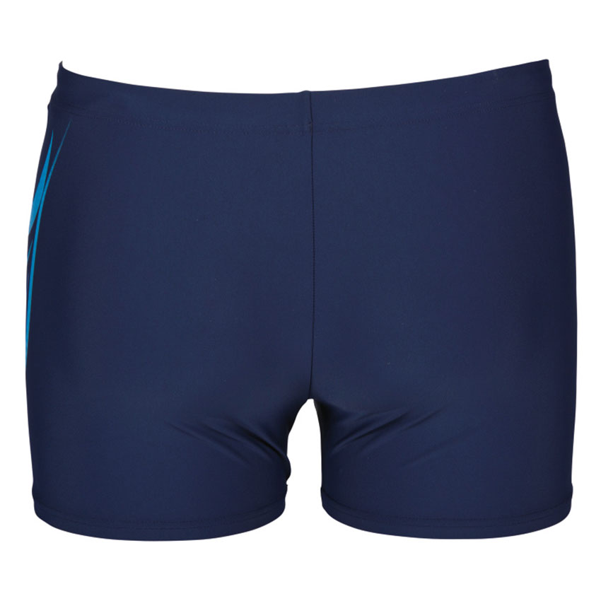 Arena Flow blue swim shorts have subtle, smart detailing