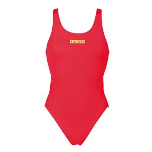 Arena 'Solid Tech' High Leg Fluo Red Swimsuit