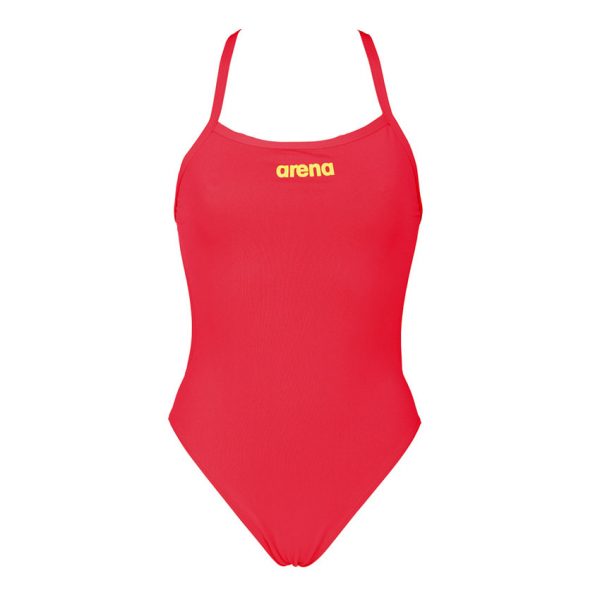 Arena 'Solid Light Tech' Fluo Red High Leg Swimsuit