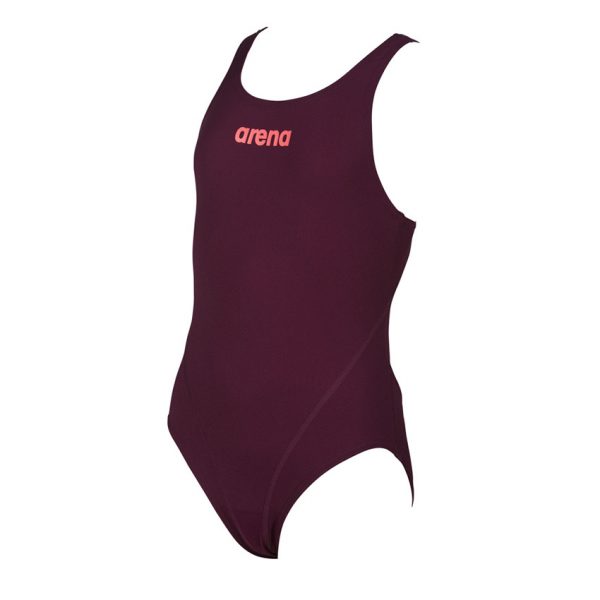 Arena Solid Swim Tech Girls Red Wine Swimsuit