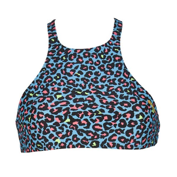 Turquoise Multi Arena Crop Bikini Top