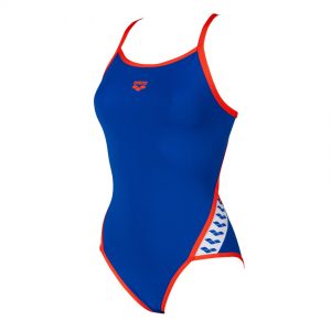 Neon Blue Arena Team Stripe Swimsuit