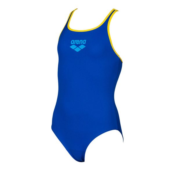 Arena BigLogo Girls Neon Blue Swimsuit