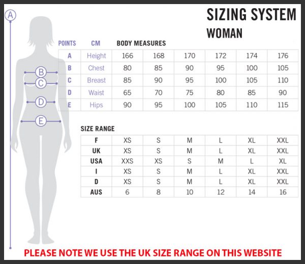 Arena Size Charts, here you will find all the sizing charts for Arena