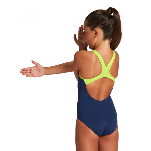 Arena BigLogo Girls Navy Green Swimsuit