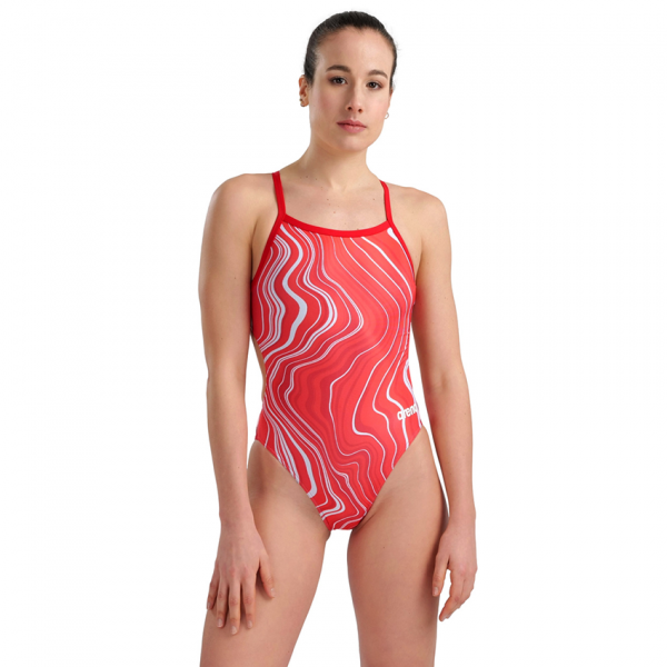 Arena Marbled Challenge Back Red Swimsuit