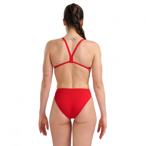 Arena Marbled Challenge Back Red Swimsuit