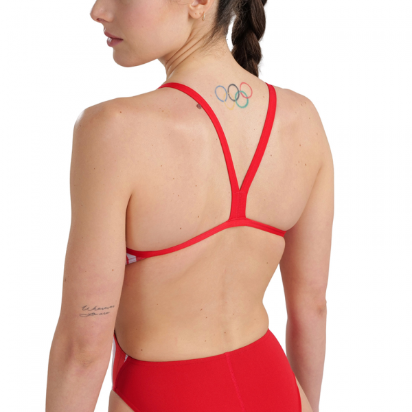 Arena Marbled Challenge Back Red Swimsuit
