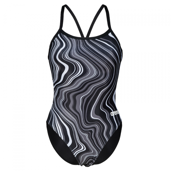 Arena Marbled Challenge Back Black Swimsuit