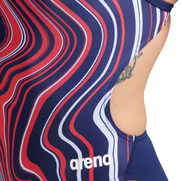 Arena Marbled Challenge Back Navy / Red Swimsuit