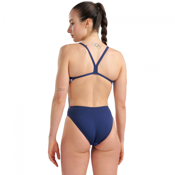Arena Marbled Challenge Back Navy Swimsuit