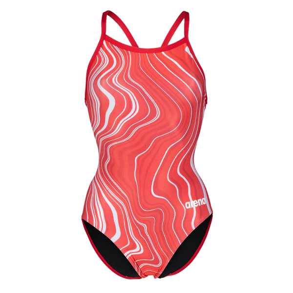 Arena Marbled Lightdrop Back Red Swimsuit