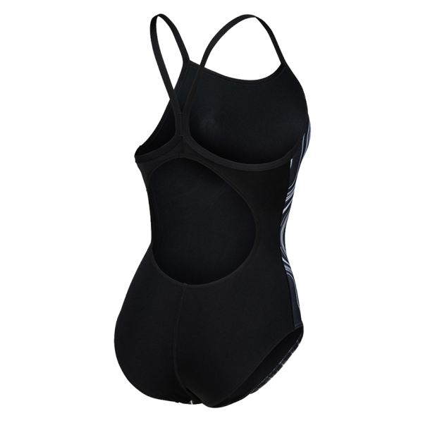 Arena Marbled Lightdrop Back Black Swimsuit