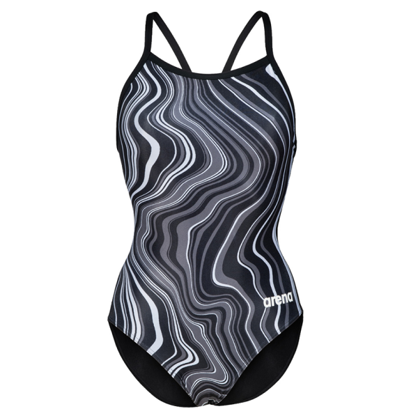 Arena Marbled Lightdrop Back Black Swimsuit