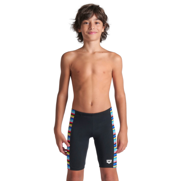 Boy's Arena Racing Stripe Black Jammer